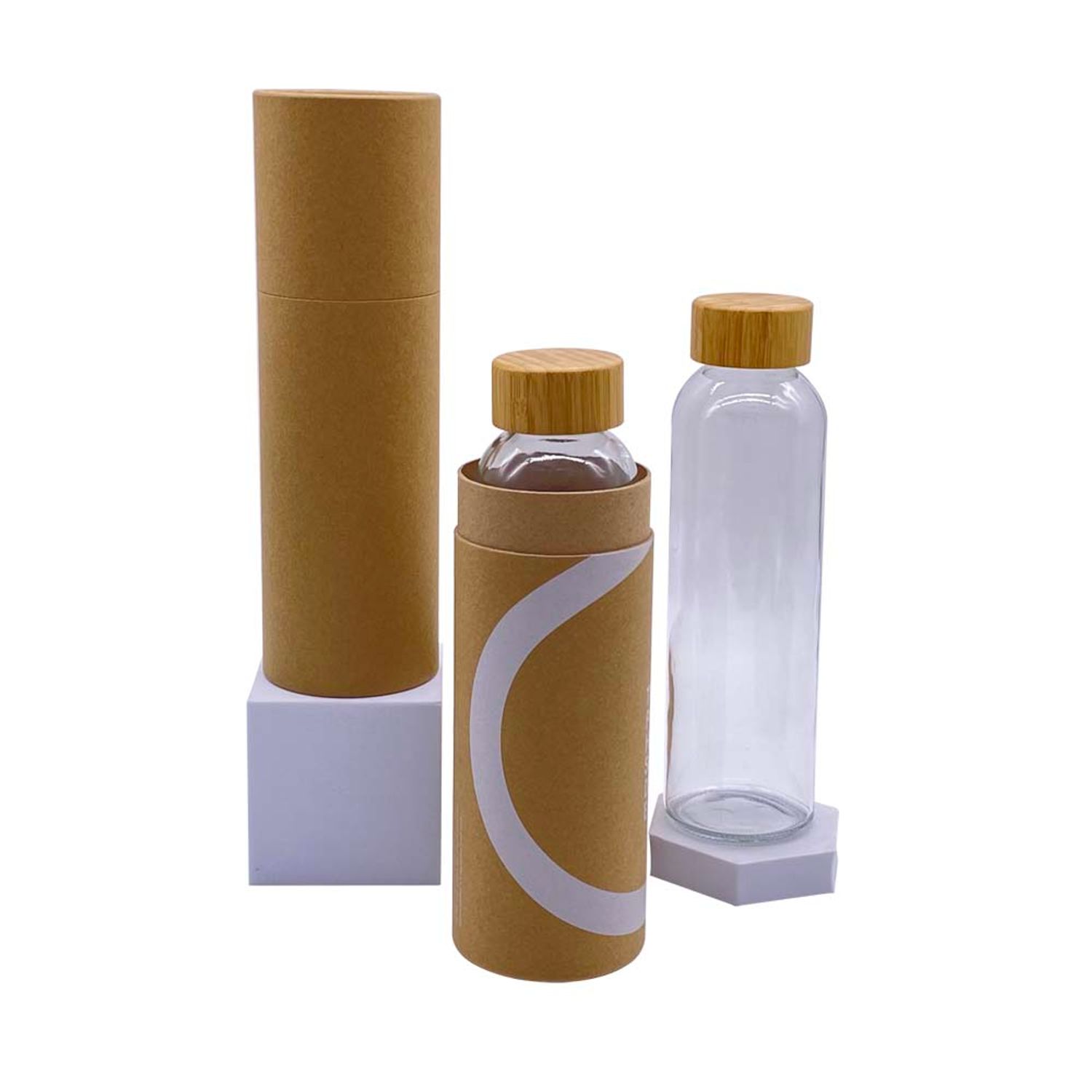 Custom Cylinder Shaped Kraft Paper Glass Bottle Packaging Gift Round Tube