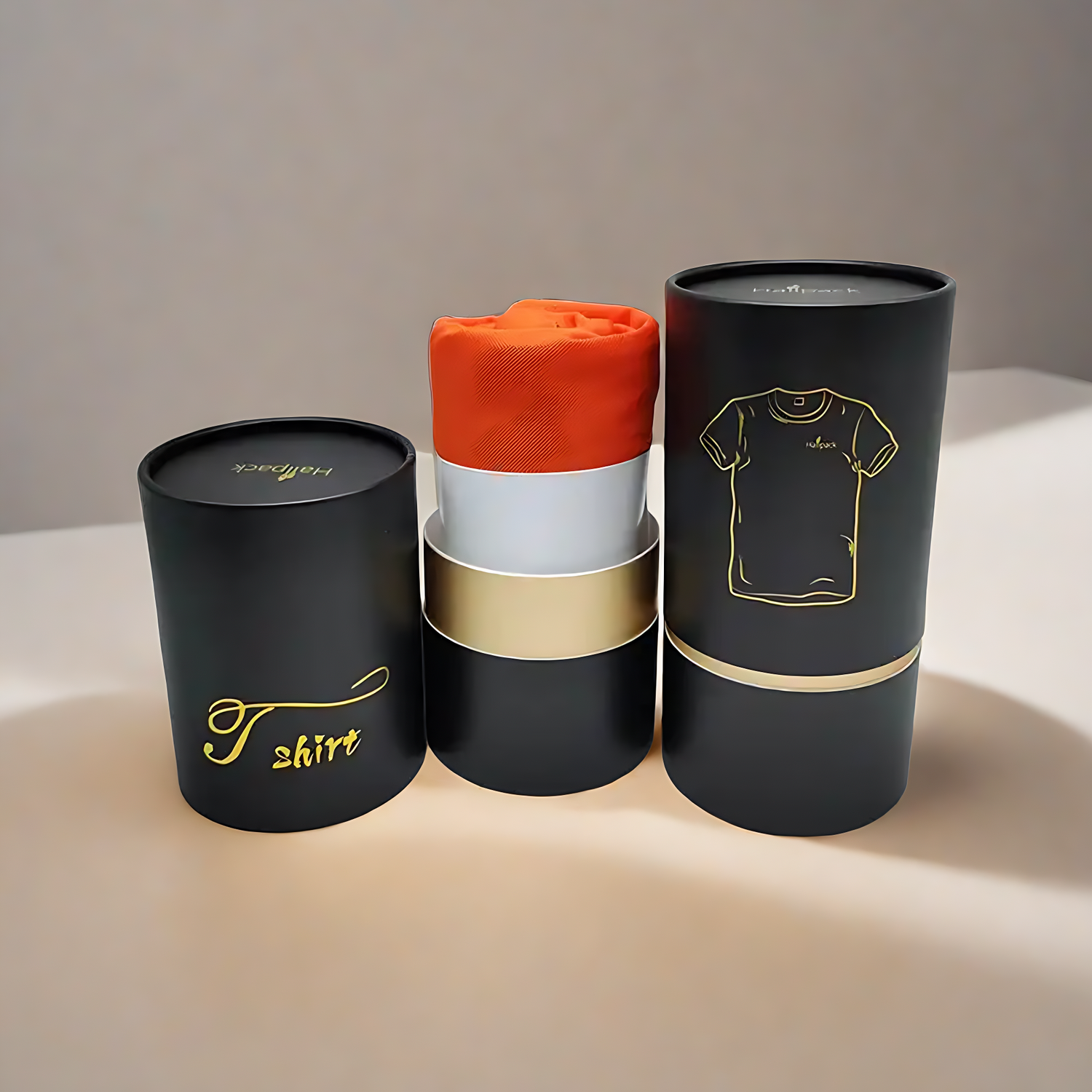 Wholesale Eco-Friendly Underwear Tube Box with Gold Stamped Logo
