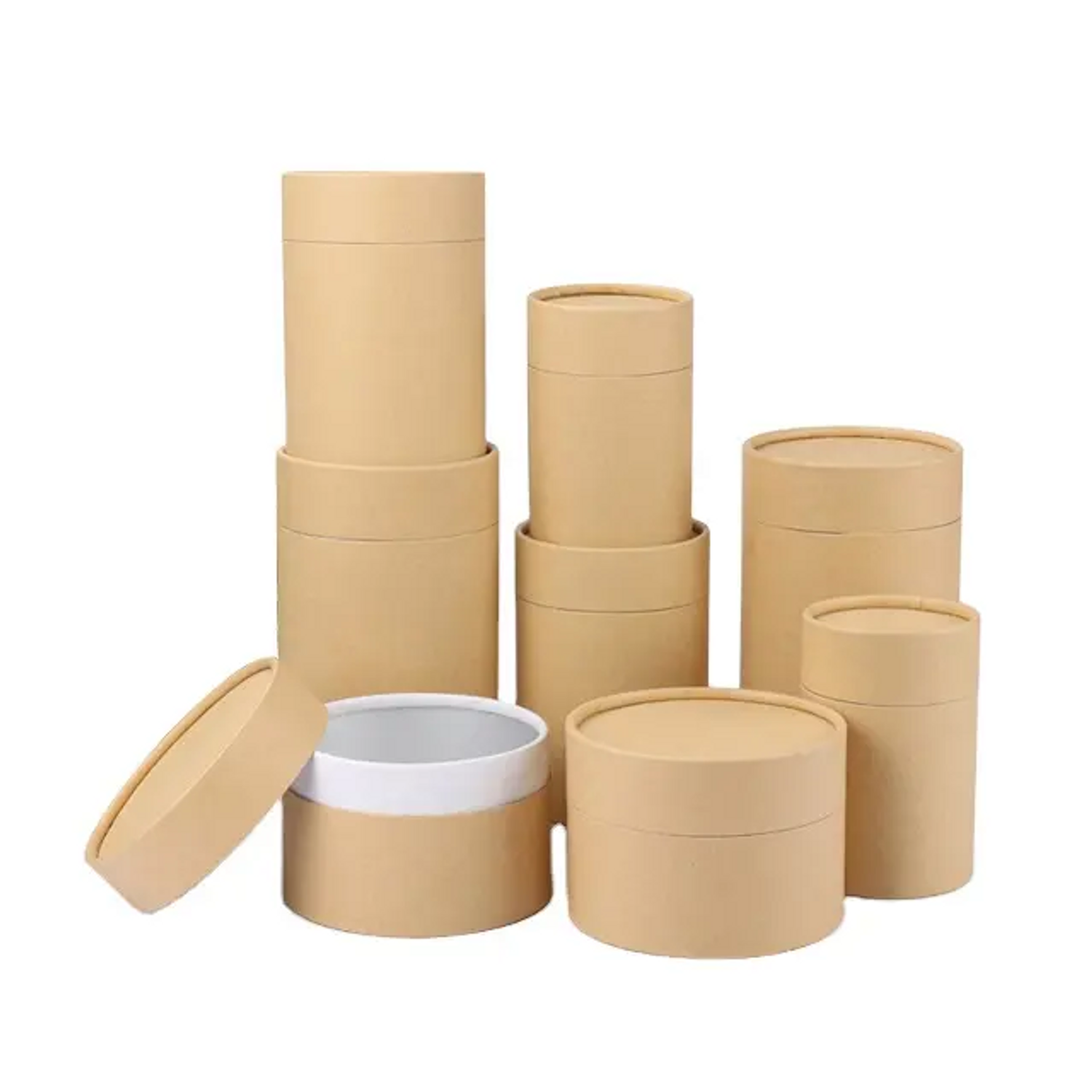 Various Sizes Recycled Round Kraft Skin Care Product Paper Packaging