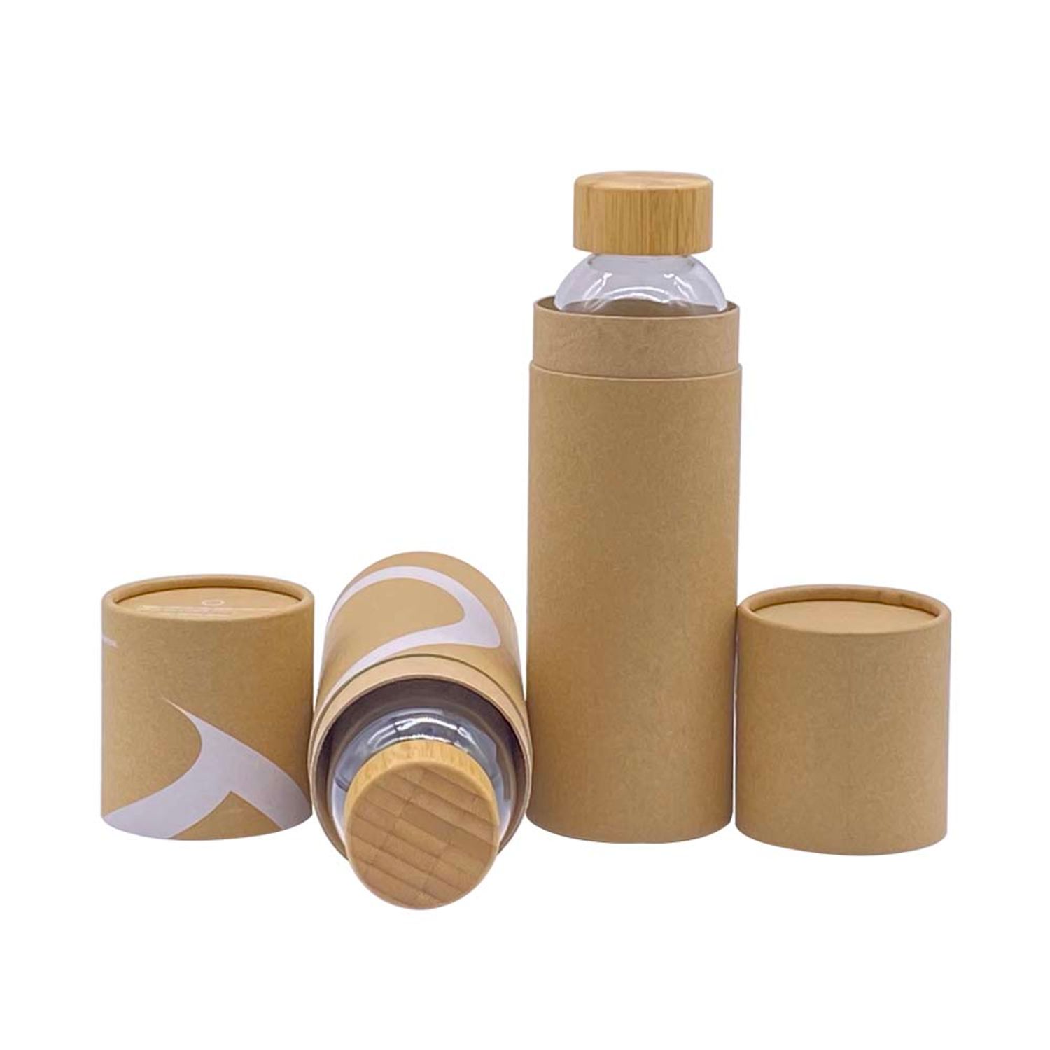 Custom Cylinder Shaped Kraft Paper Glass Bottle Packaging Gift Round Tube