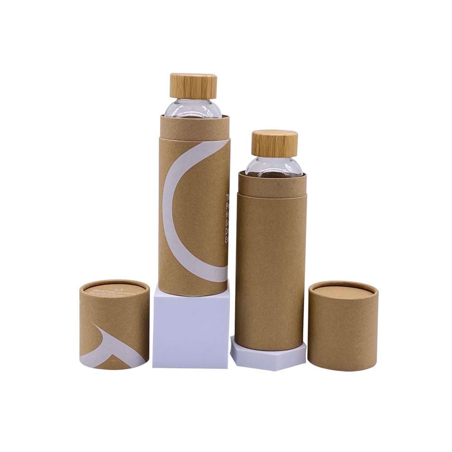 Custom Cylinder Shaped Kraft Paper Glass Bottle Packaging Gift Round Tube