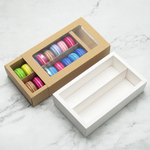 Custom Printed Paper Gift Drawer Box Pull Out Style With PVC Window For Macaron