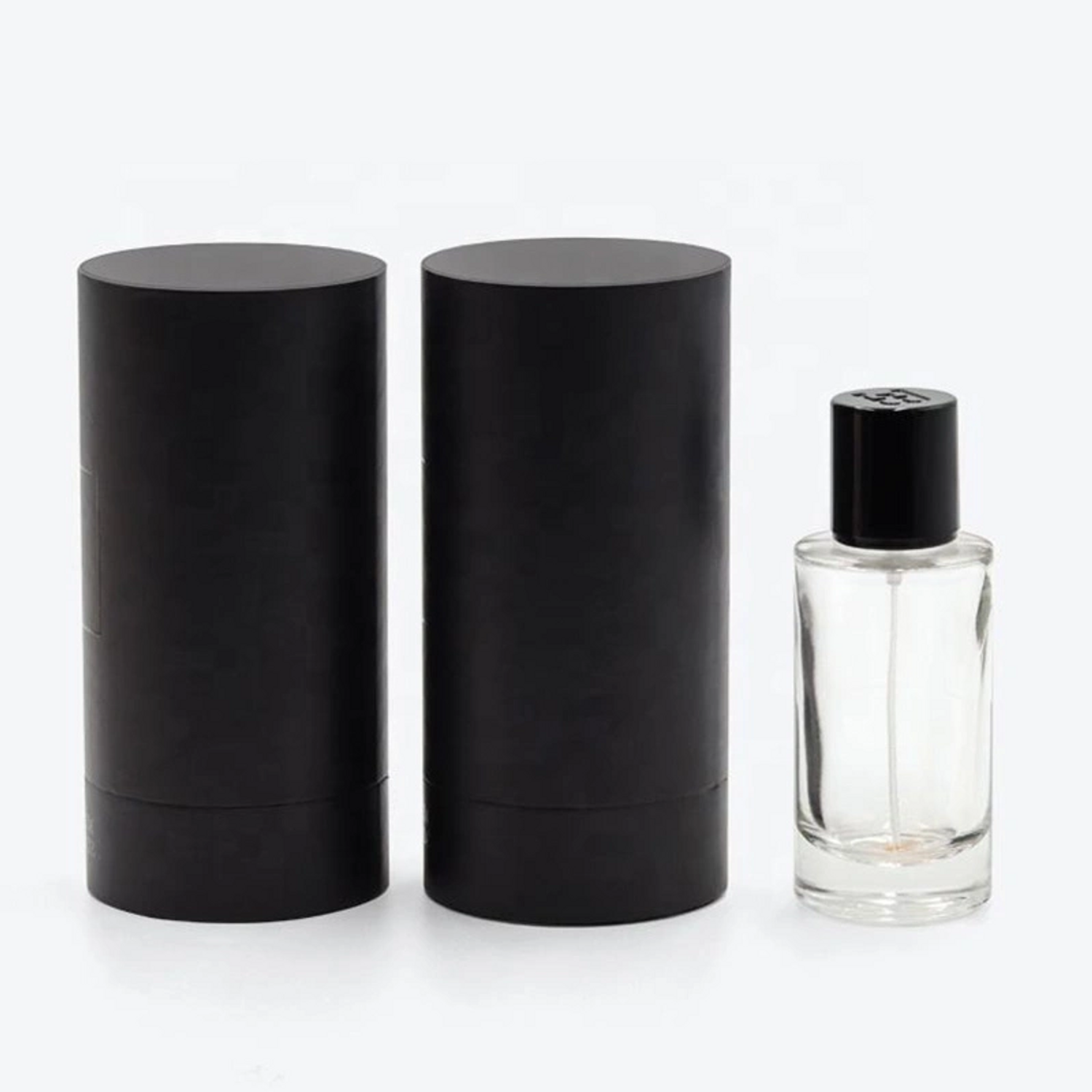 Mattle Black 50Ml 100Ml Perfume Fragrance Cylinder Packaging Round Box Cosmetic Paper Tube  With EVA Insert