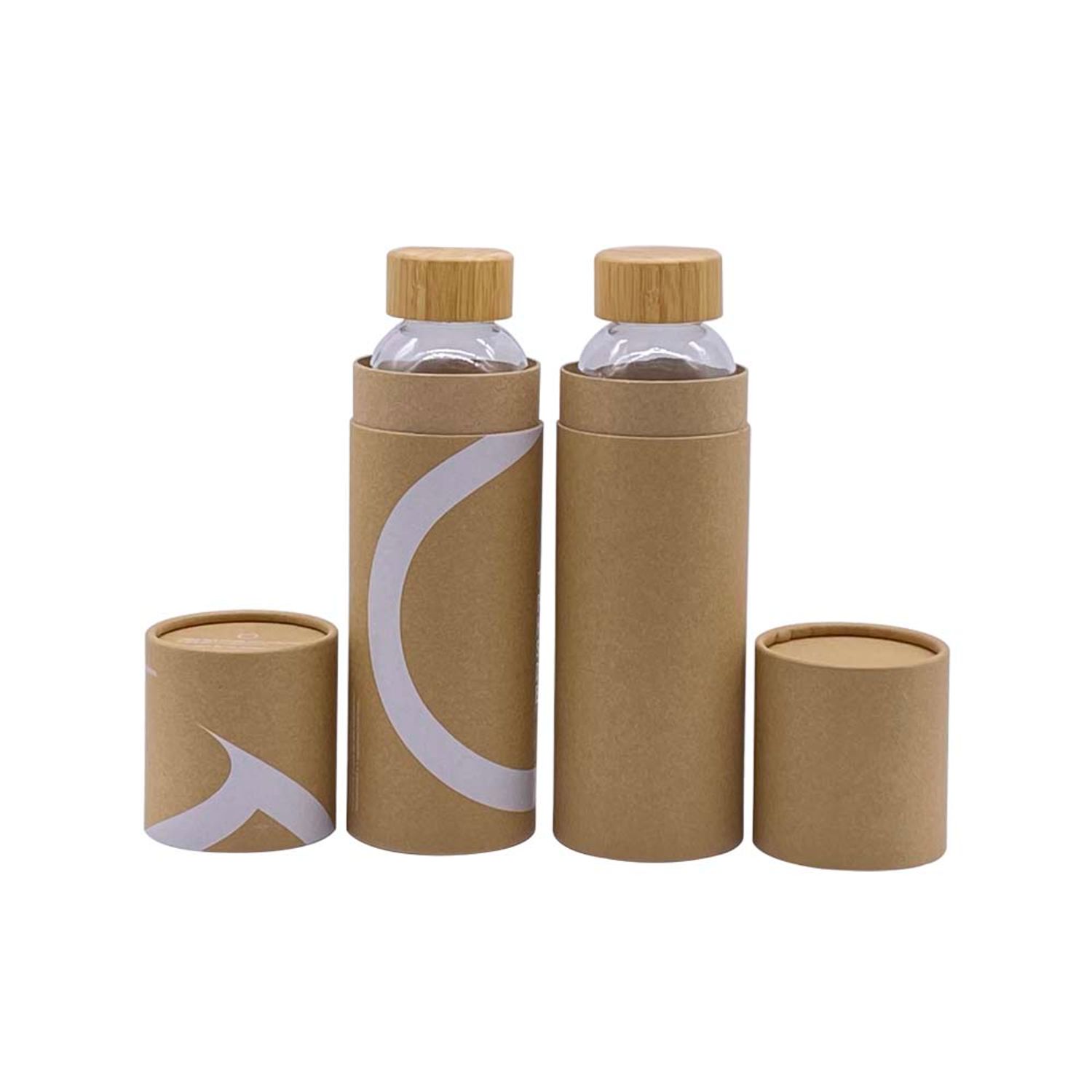 Custom Cylinder Shaped Kraft Paper Glass Bottle Packaging Gift Round Tube