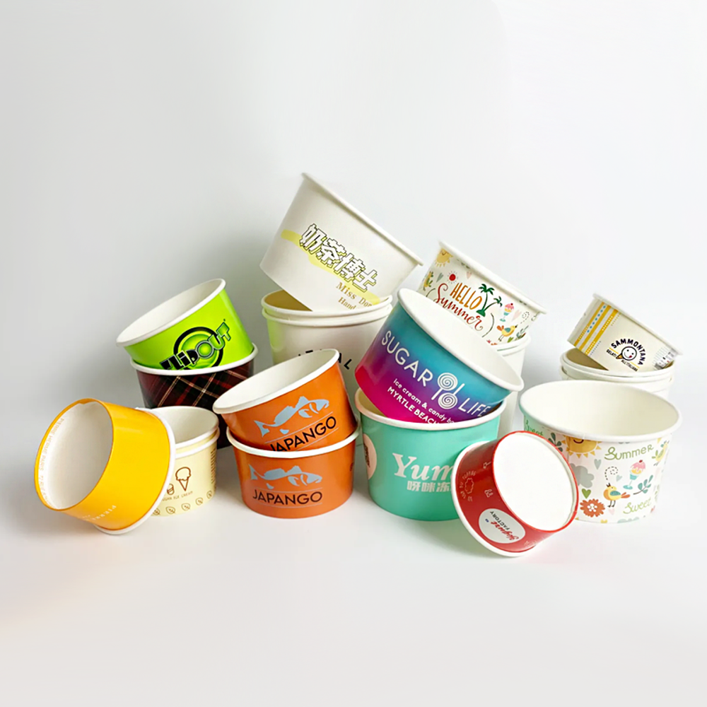 Custom Logo Printed  Frozen Yogurt Gelato Bowls