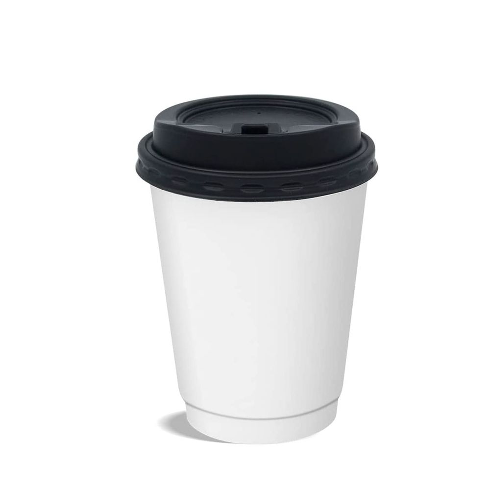 Custom Double Wall White Coffee Cups with Lids