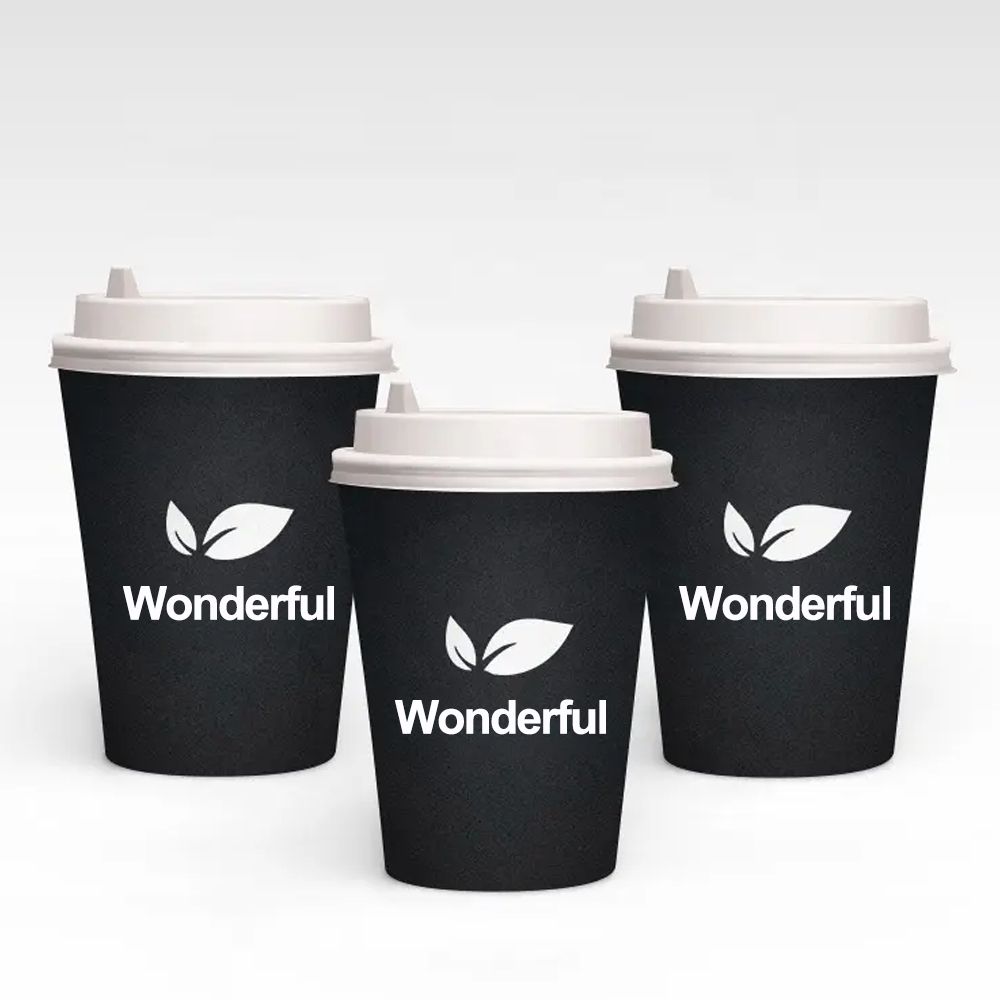 Customized Single Wall Black Coffee Cups with Lids