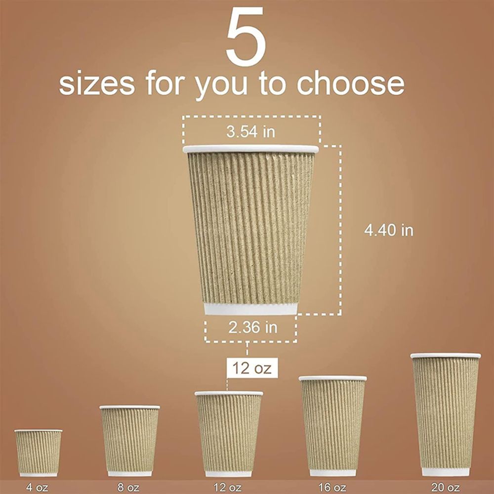 Insulated Ripple Wall Kraft Paper Coffee Cups