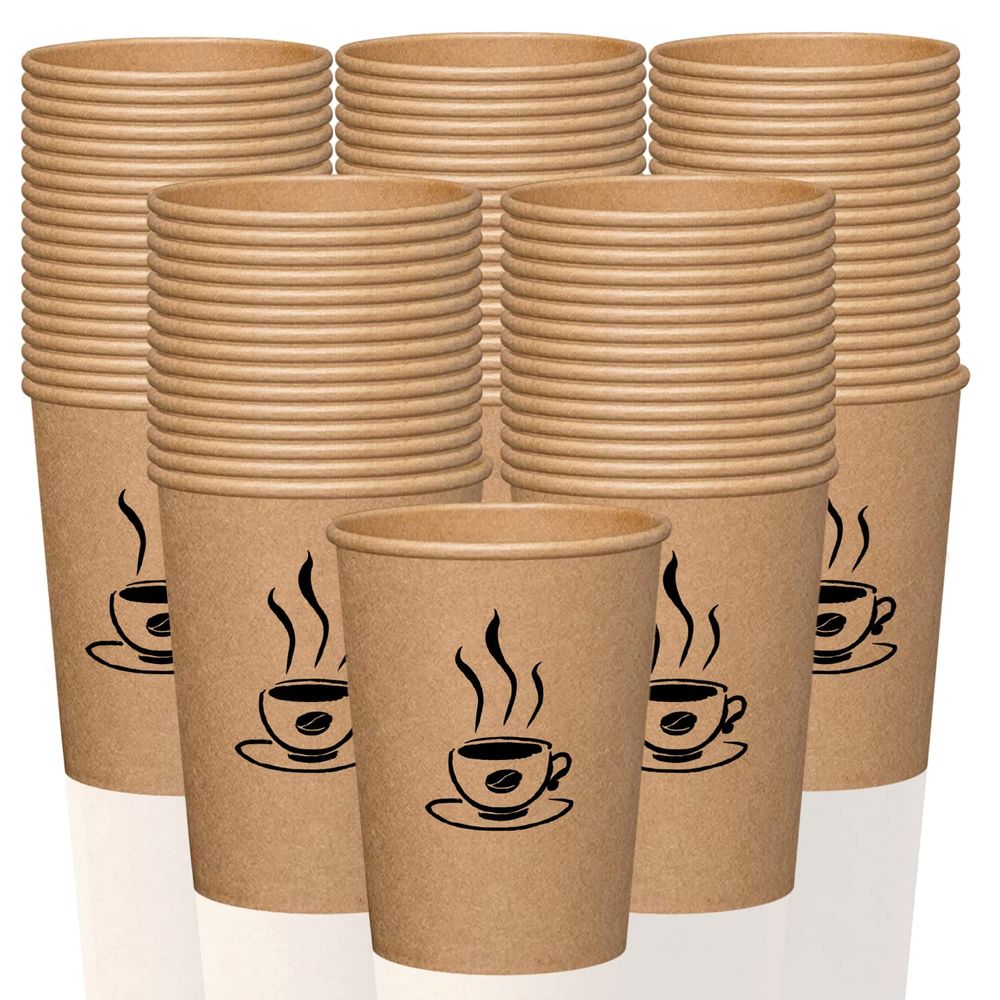 Customized Single Wall Kraft Paper Coffee Cups with Lids