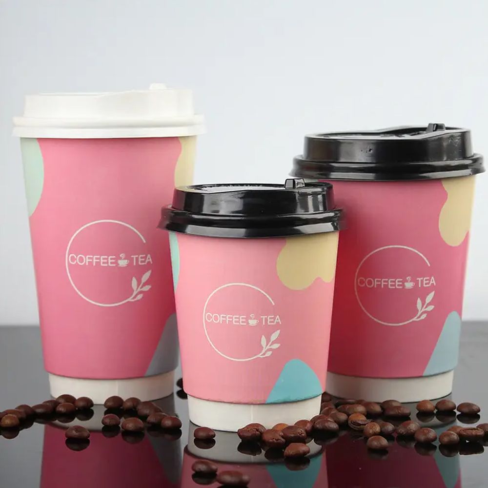 Custom  Double Wall Vintage Coffee Cups With Lids