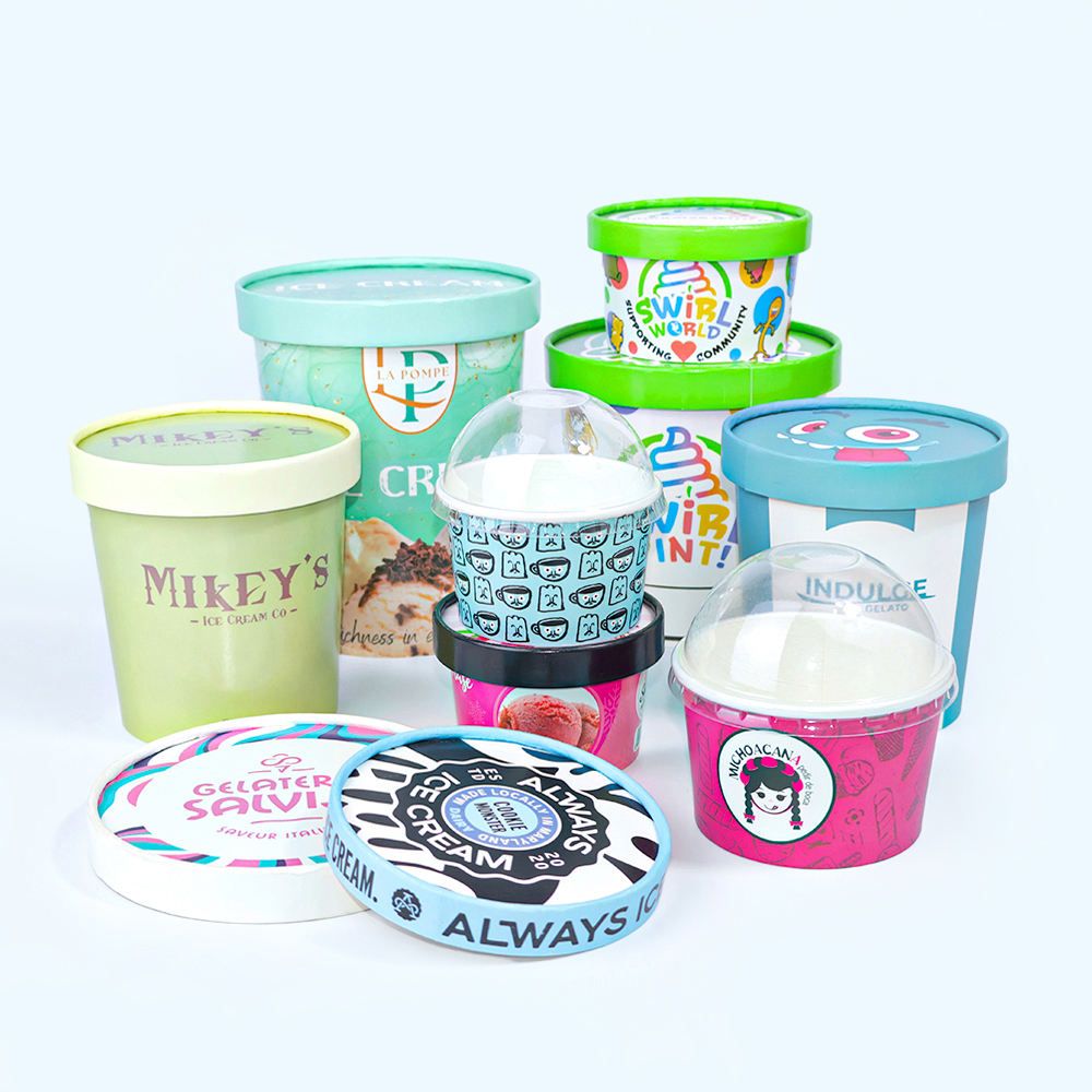 Biodegradable Paper Ice Cream Cup with Cover