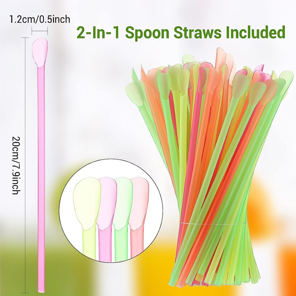 Disposable Snow Cone Cups and Spoon Straws