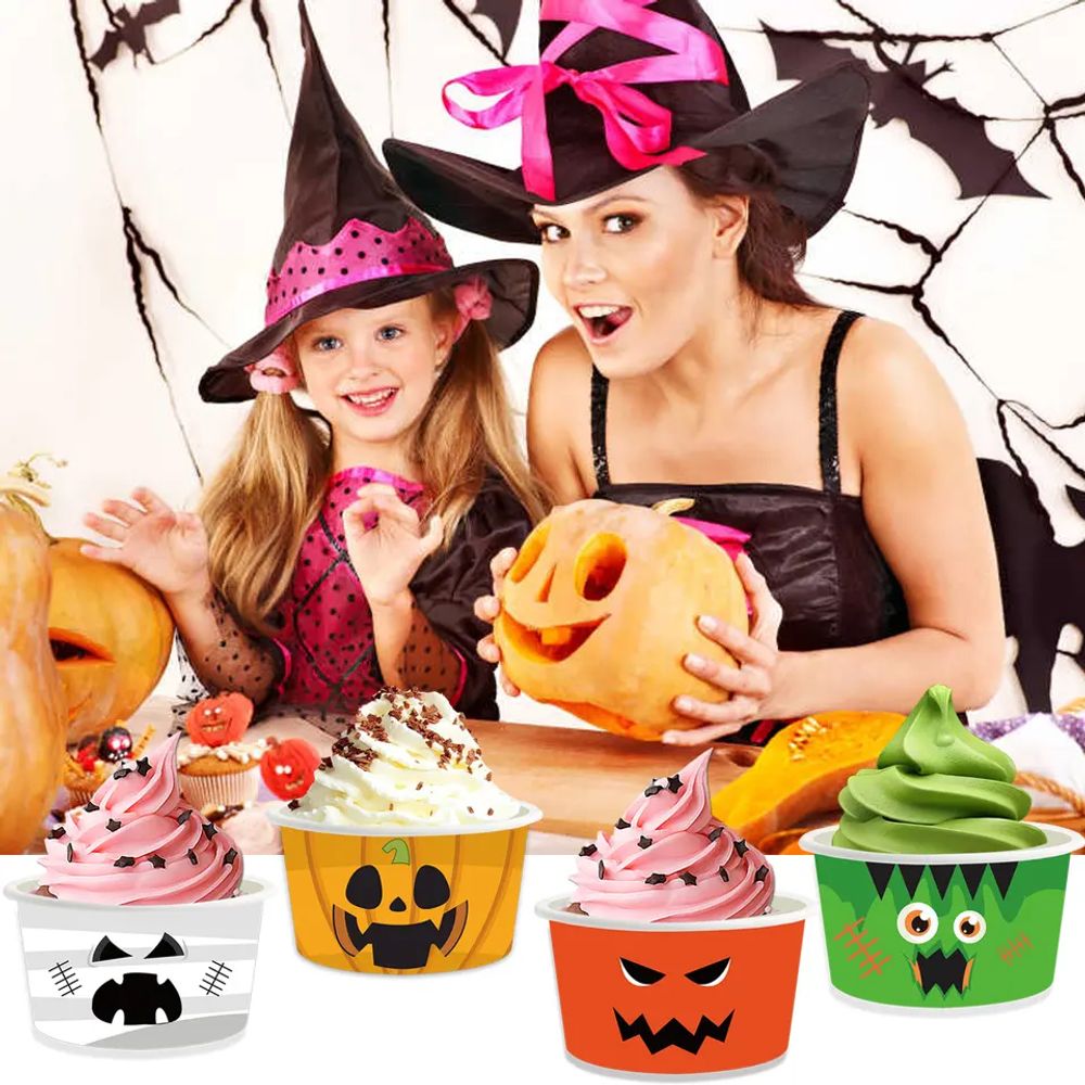 8 Oz Ice Cream Paper Cup Box for Halloween Party Supplies