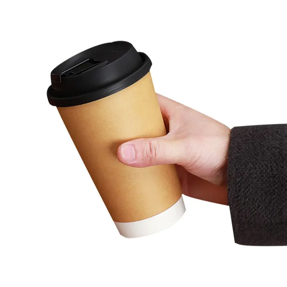 Free Sample Brown Paper Double Wall Coffee Cups with Lids