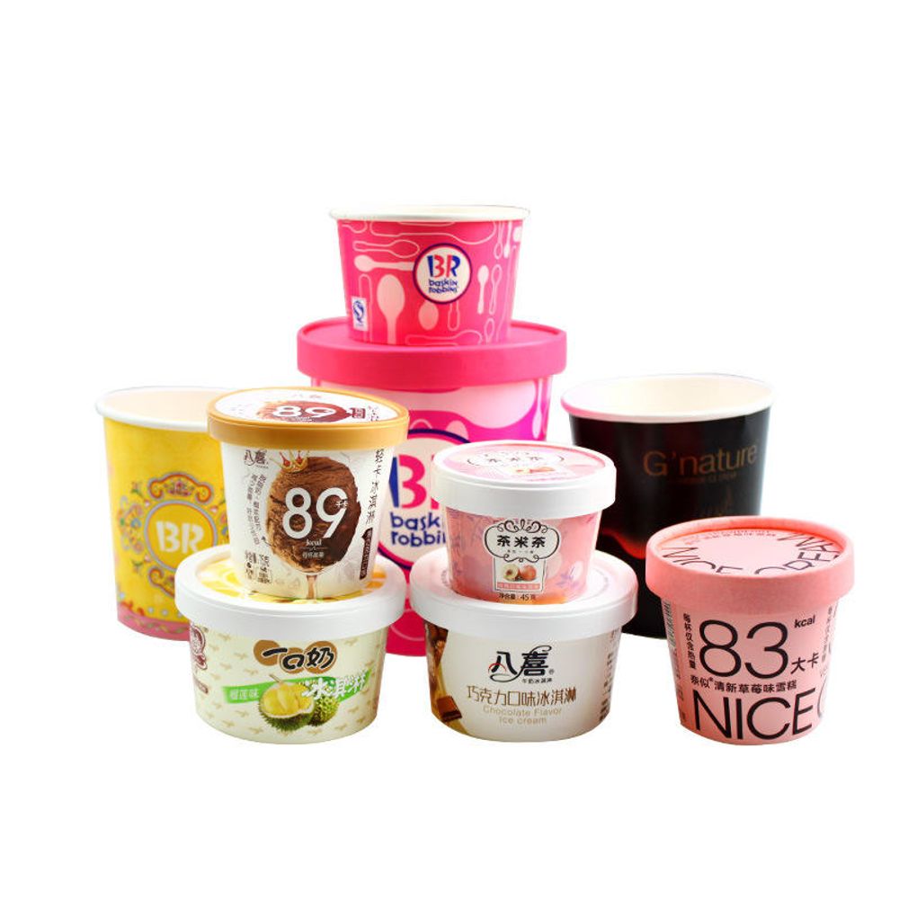 Support For Custom Disposable Printed Paper Ice Cream Bowls