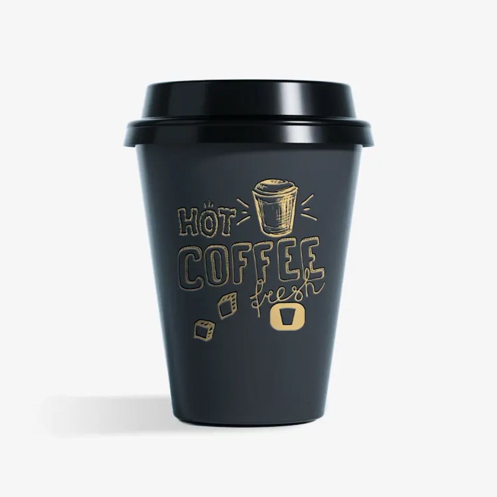 Custom Hot Stamping Black Coffee Cups with Lids