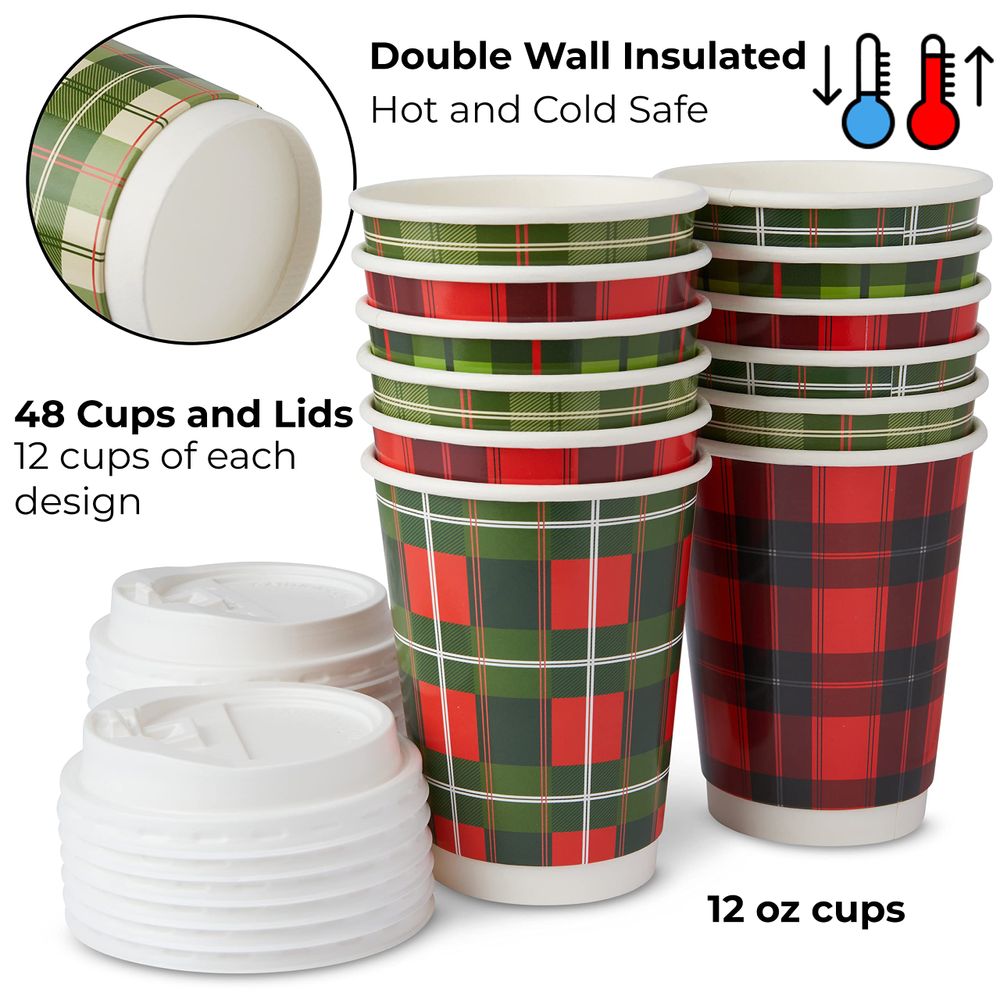 Custom Insulated Double Wall Christmas Coffee Cups with Lids