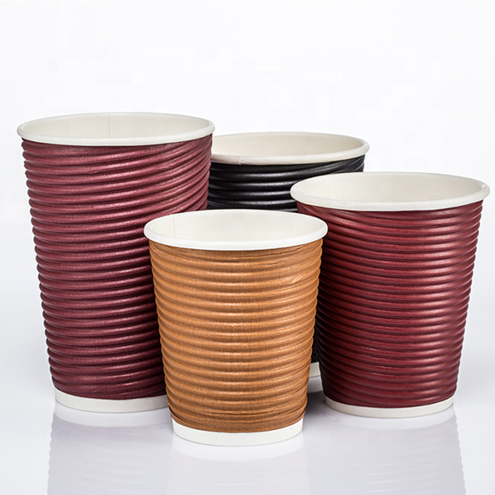 500 Ct Disposable Hot Beverage Cups With Ripple Wall Design