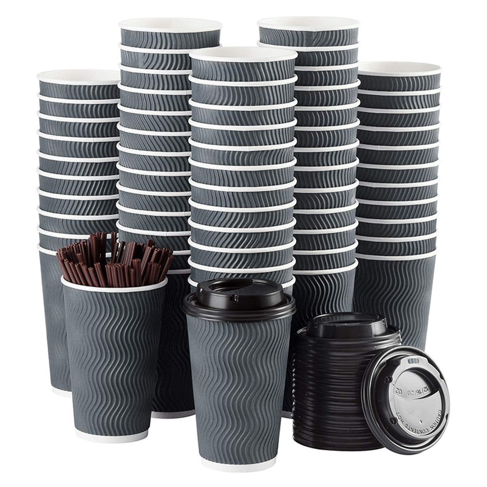 Recyclable Ripple Wall Coffee Cups with Lids