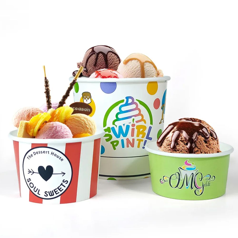 Disposable Ice Cream Packaging Cups with Lid and Spoon