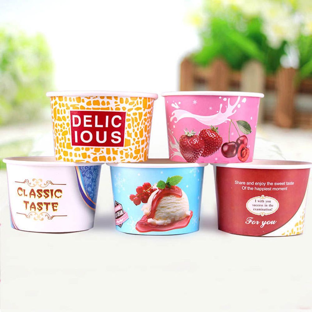 Support For Custom Disposable Printed Paper Ice Cream Bowls