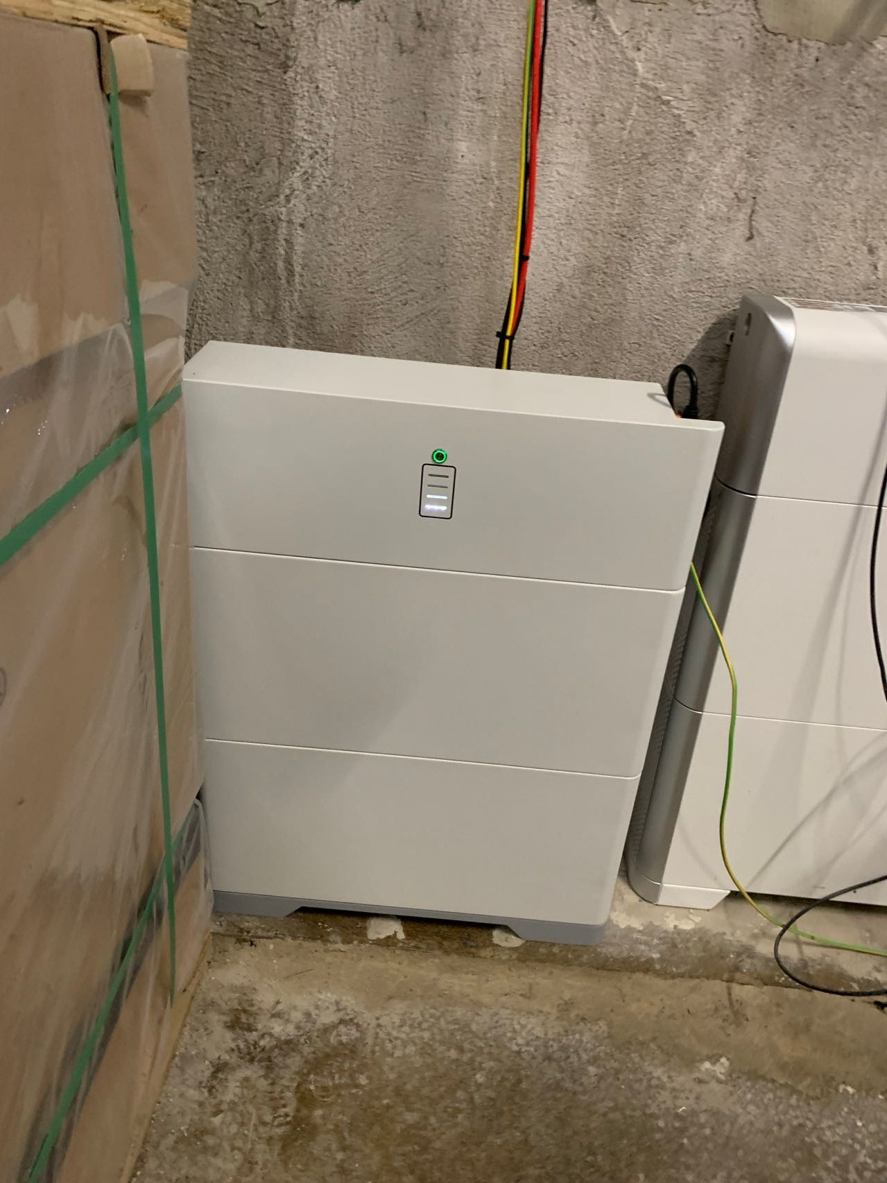 High voltage home battery storage system installed in UK basement