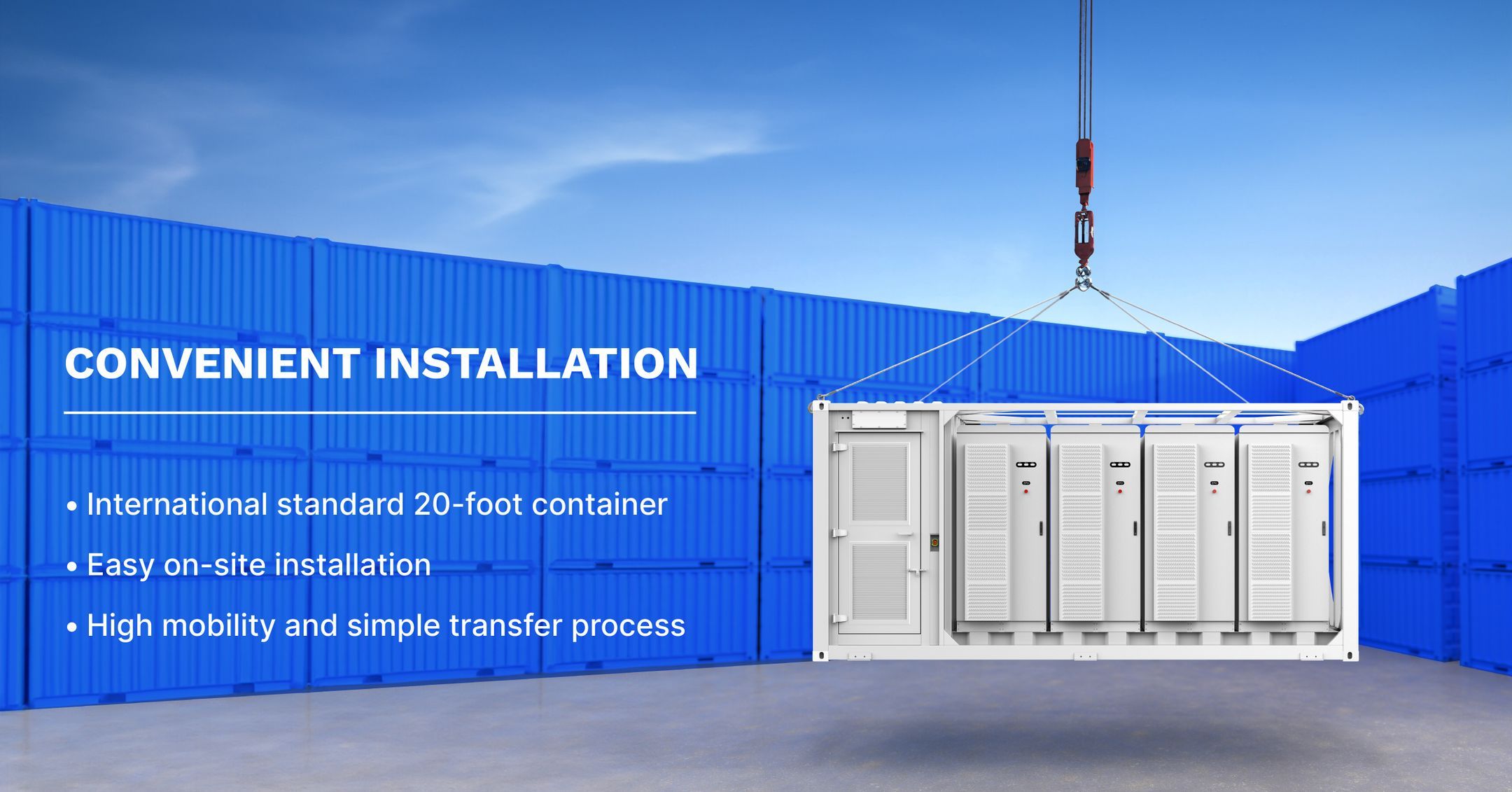 ACE containeried energy storage system with 20-foot size