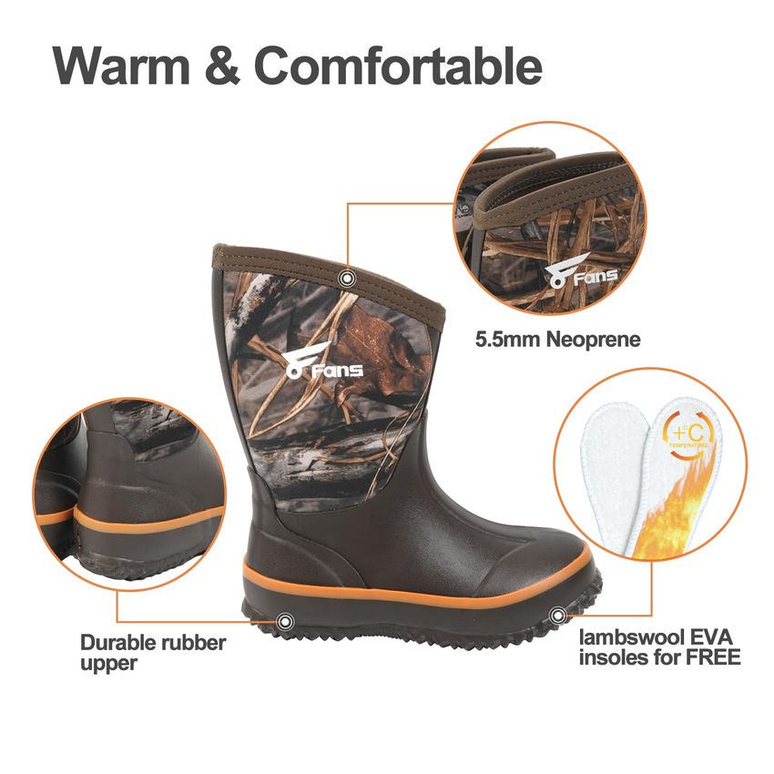 Insulated Boots, Black Bottom, Camo Upper, Water Proof Size 8 Amazon.com | Showave Men main image 2