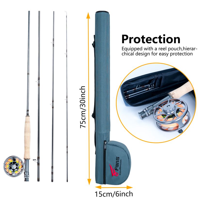 8Fans Fly Fishing Rod and Reel Combos with 4-Sections Portable Fly