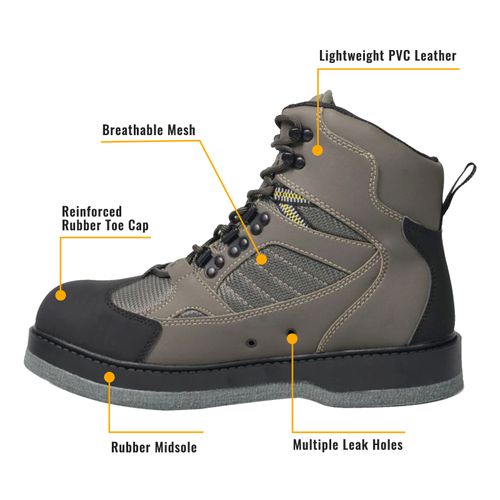 8 Fans Felt Sole Wading Boots, Non-Slip Felt Bottom Boots for Fly Fishing