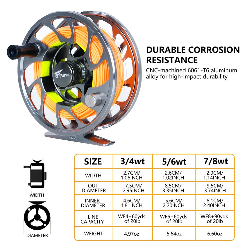 8Fans Fly Fishing Rod and Reel Combos with 4-Sections Portable Fly