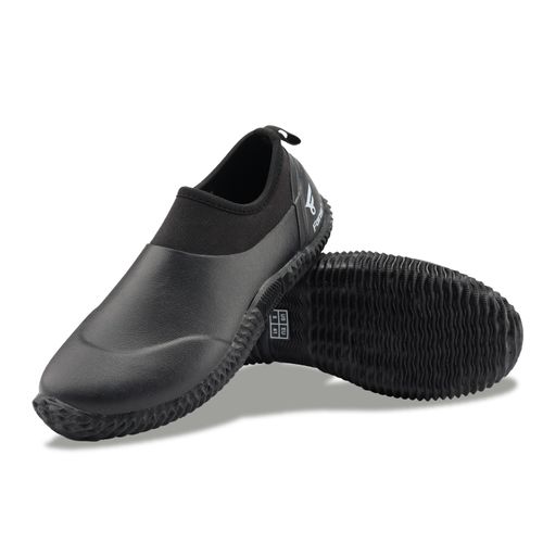 8Fans Men's Black Rubber Neoprene Muck Garden Shoes with Memory Foam Insoles