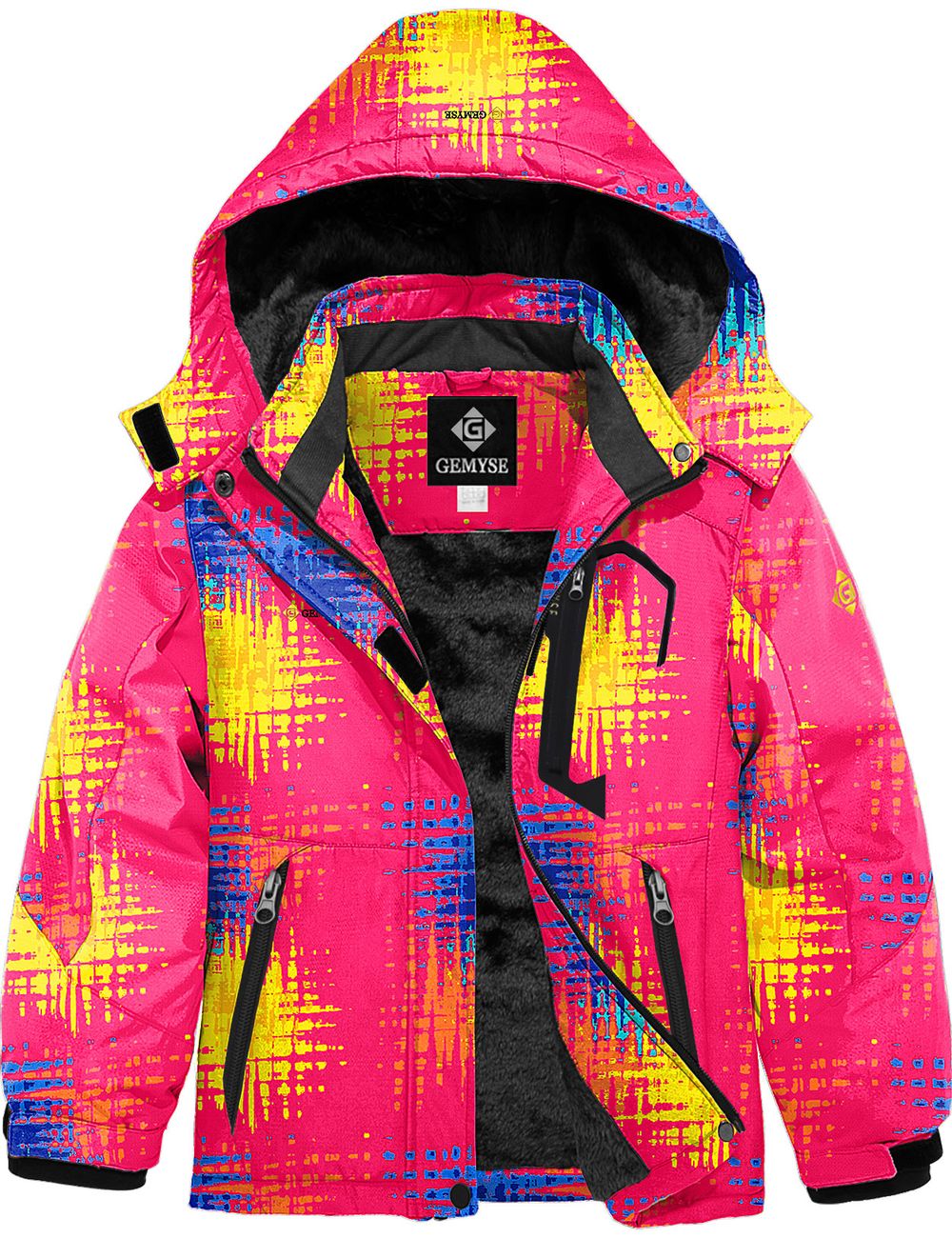 8FANS & GEMYSE Girl's Waterproof Ski Snow Jacket Fleece Windproof Winter Jacket with Hood
