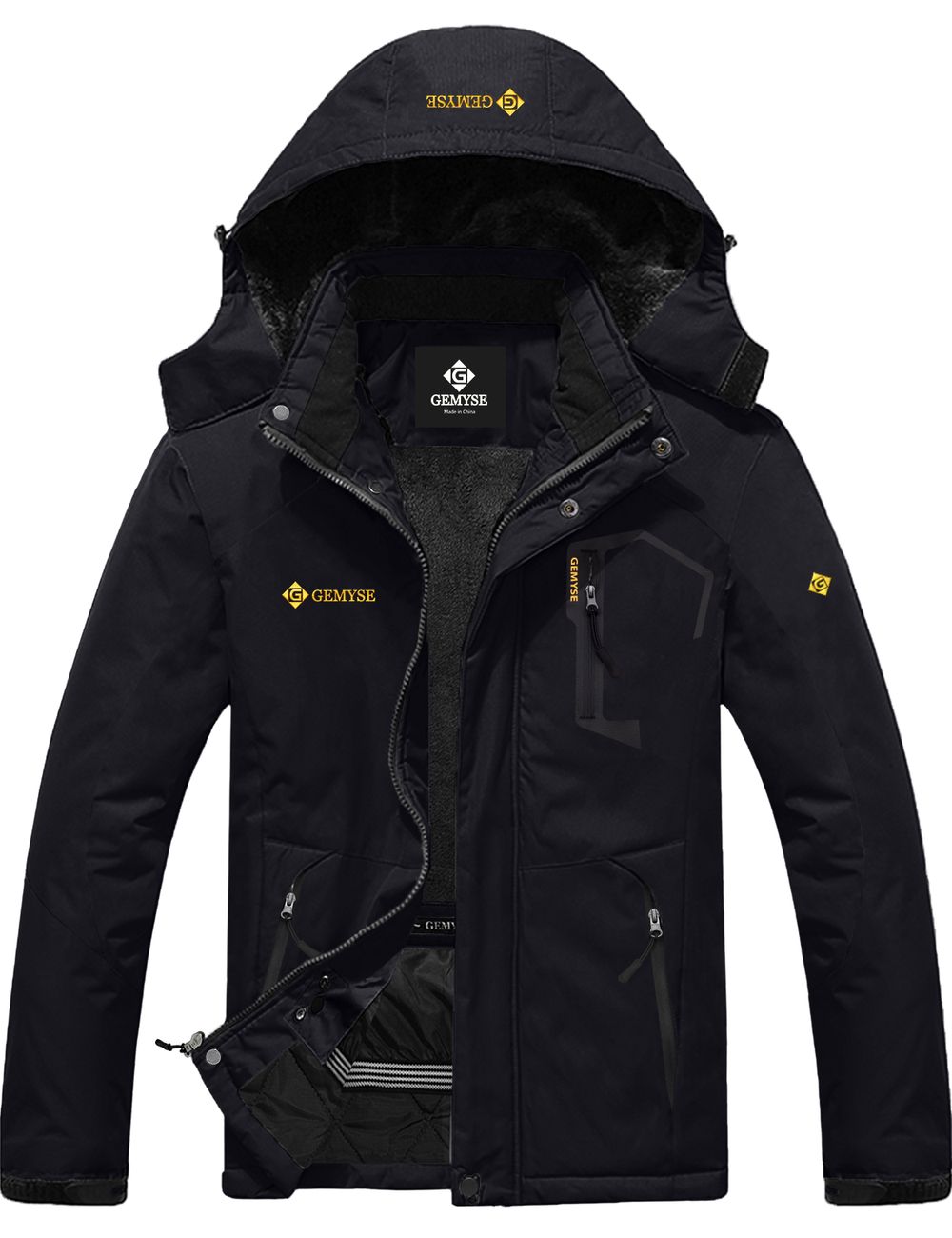 8FANS & GEMYSE Co-branded Men's Mountain Waterproof Ski Snow Jacket Winter Windproof Rain Jacket