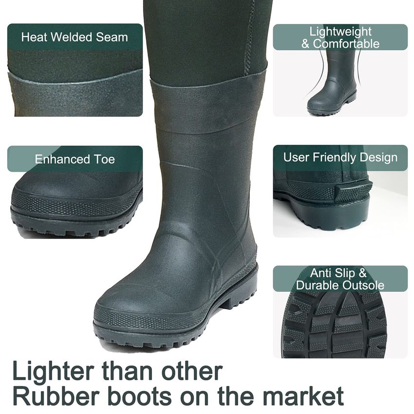 Unisex Hip Waders Pants Outdoor Waterproof Rain Boots Lightweight
