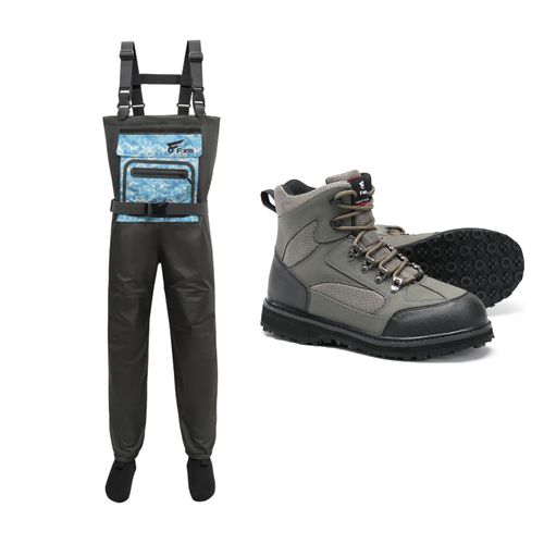 Canada Only ：Package Discount: 8Fans H-Back Chest Waders and Rubber sole Fishing Wading Boots
