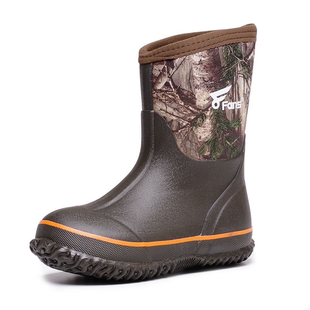 8fans Camo Waterproof Insulated Rubber Boots for Kids