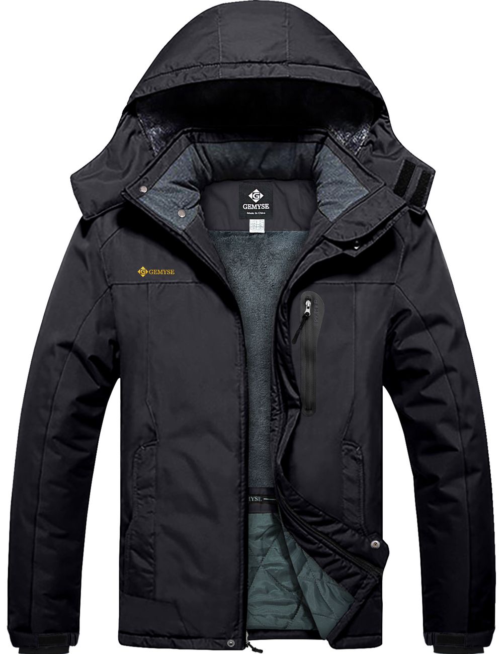 8FANS & GEMYSE Co-branded Men's Mountain Waterproof Ski Snow Jacket Winter Windproof Rain Jacket