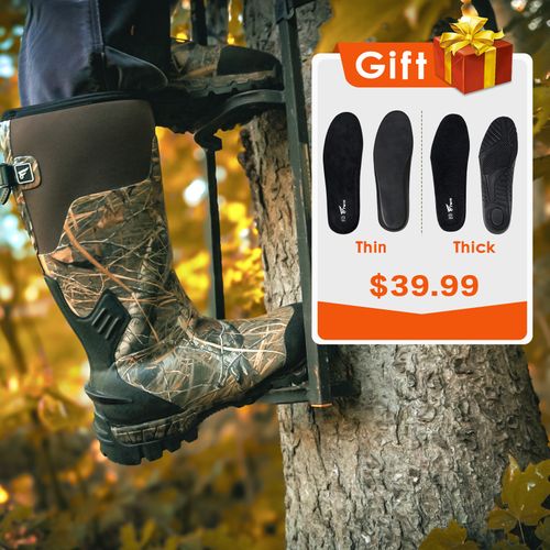 8Fans Rubber Hunting Boots with 1000G Thinsulate Insulation,Next Camo Waterproof Rubber Mud Muck Boots with 5mm Neoprene for Men and Women