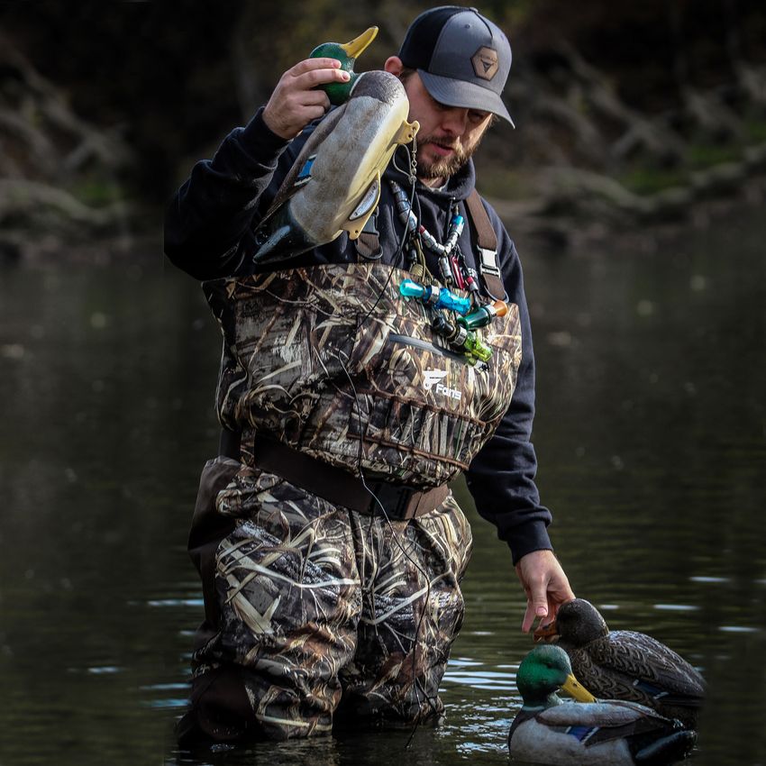 Waders with outlet built in boots