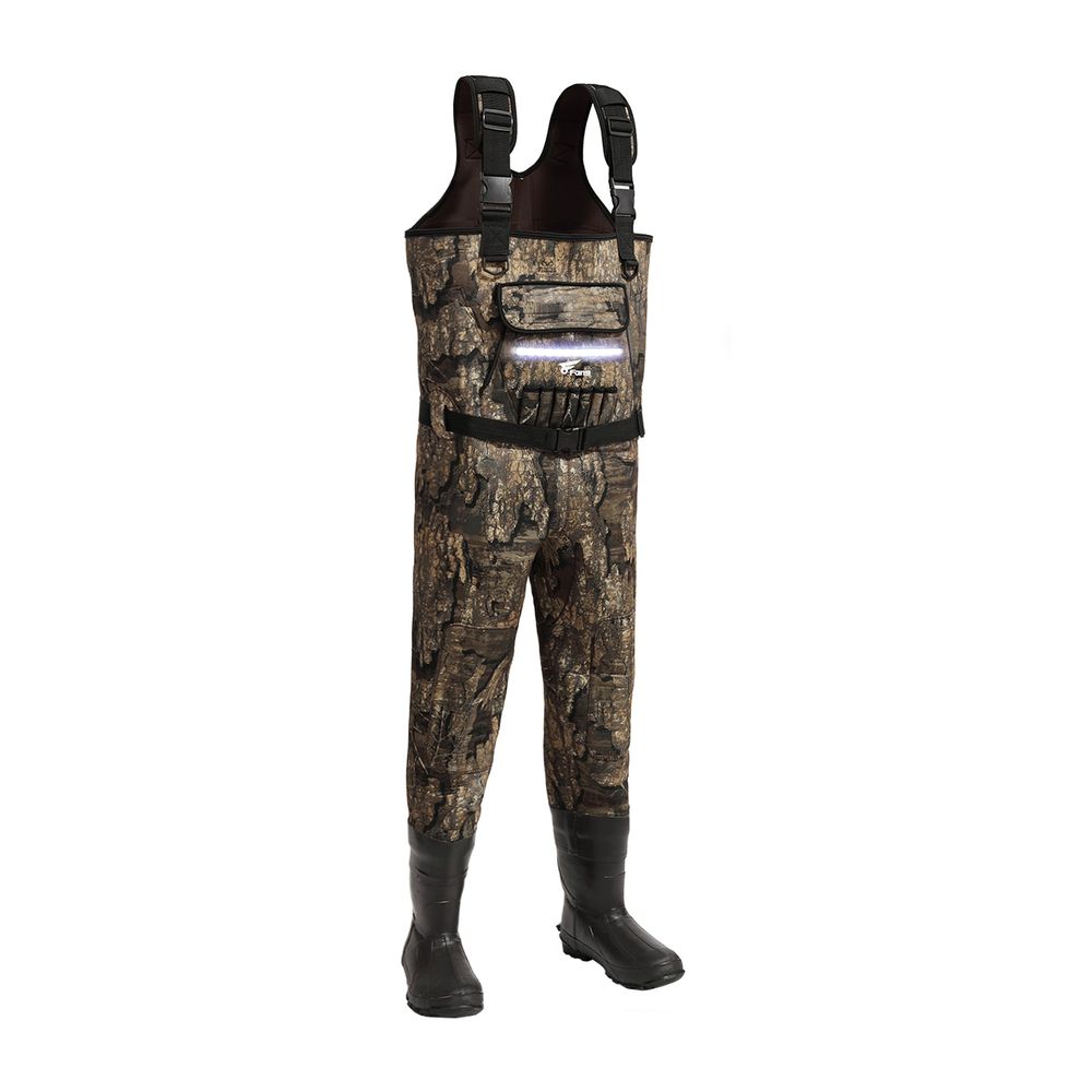 8Fans 600g 3M Insulated Neoprene Boot-Foot Realtree Timber Chest Waders for Men