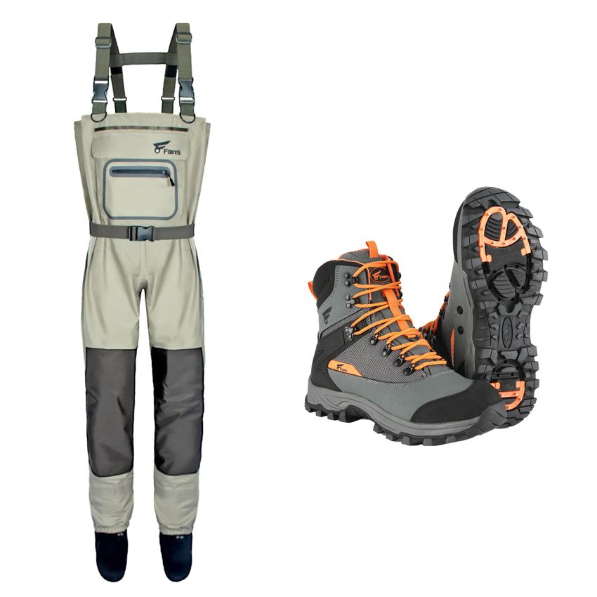 8Fans Quick Dry H-Back Chest Fishing Wader with 3-Layer Waterproof
