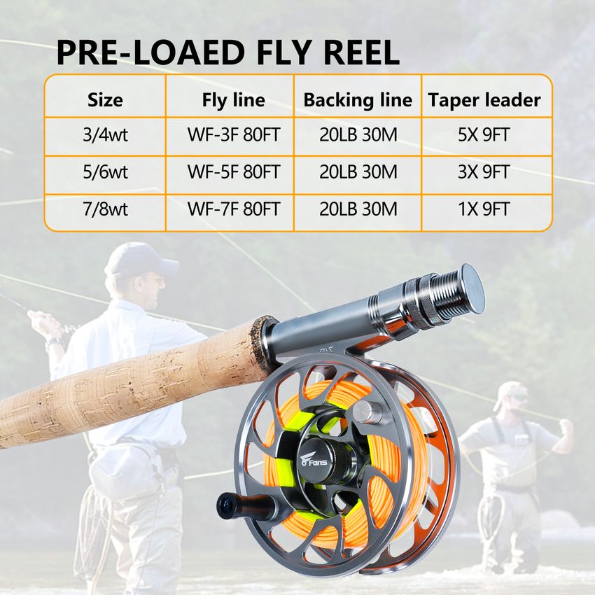 WF Fly Fishing Pre-loaded 1/2 3/4 5/6 7/8WT Fly Fishing Reel With