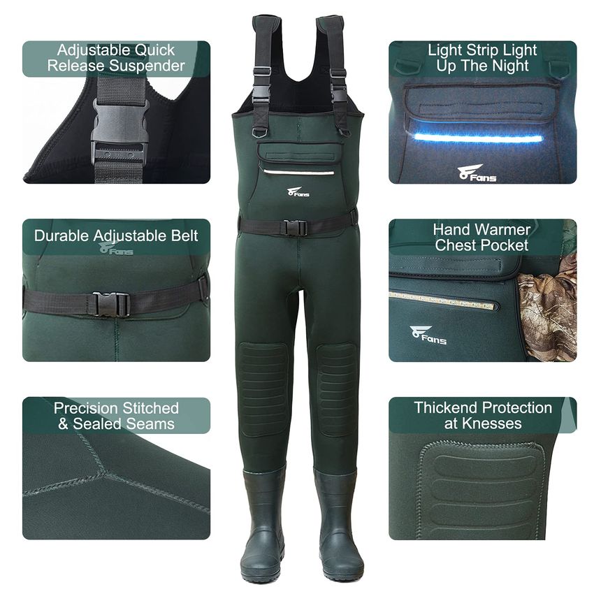 8 Fans Water-Resistant Unisex Waders-Lightweight Bootfoot Chest