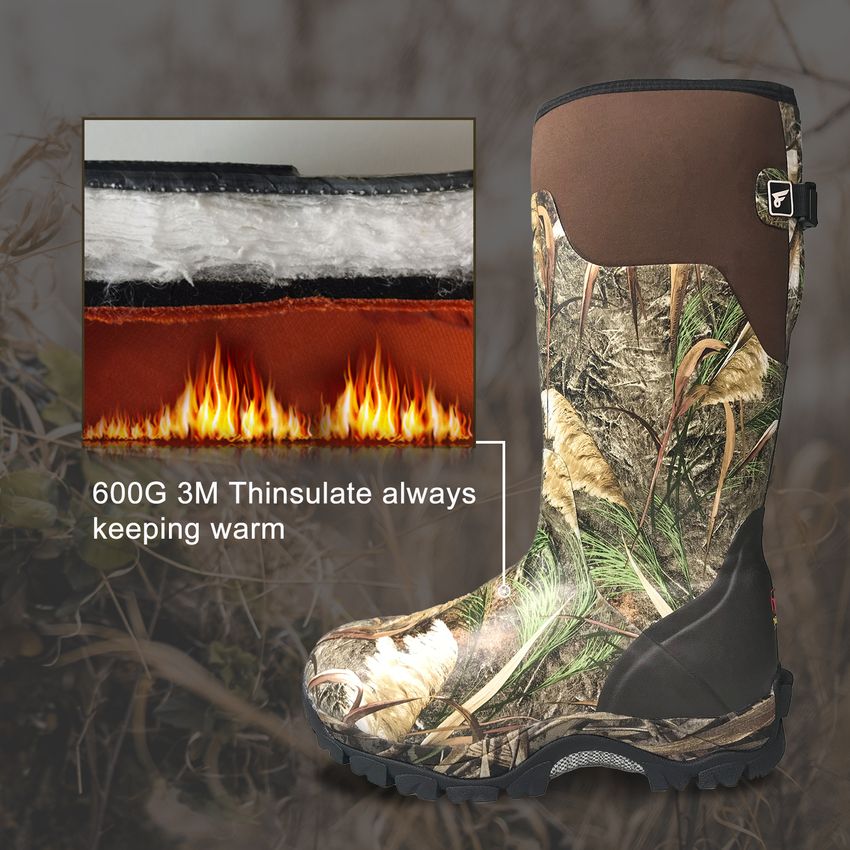 8Fans 600G Insulated Rubber Hunting Boots For Men and Women