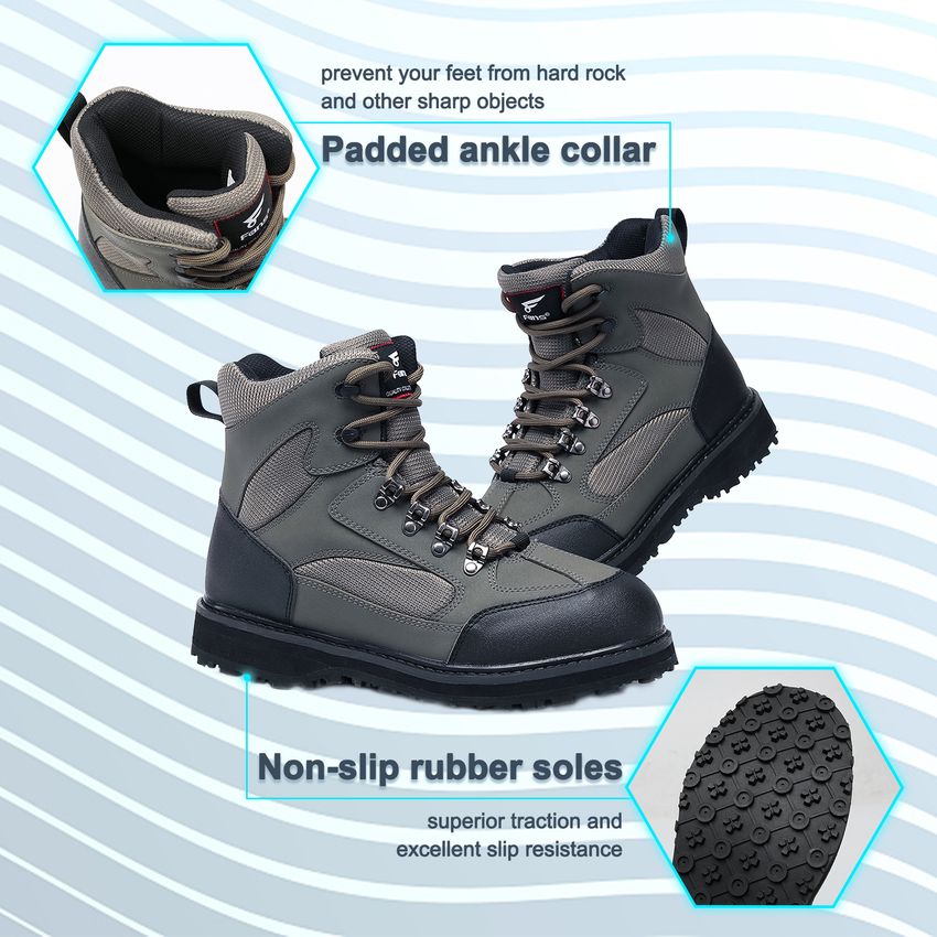 8 Fans Men's Fishing Hunting Wading Boots Anti-Slip Durable Rubber