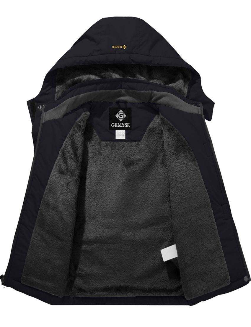 GEMYSE Waterdichte ski-jas voor meisjes, winddicht fleece, outdoor, winterjas, regenjas met capuchon, Lichtpaars met lichtpaarse voering, 152-158