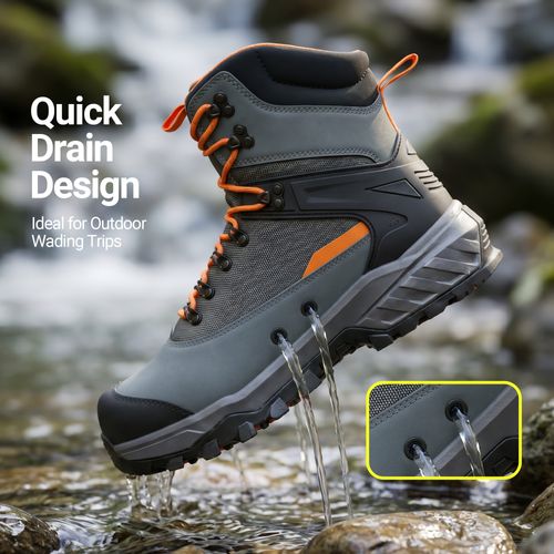 Men’s Wading Boots with Steel Nail Grip, Lightweight Wader Shoes