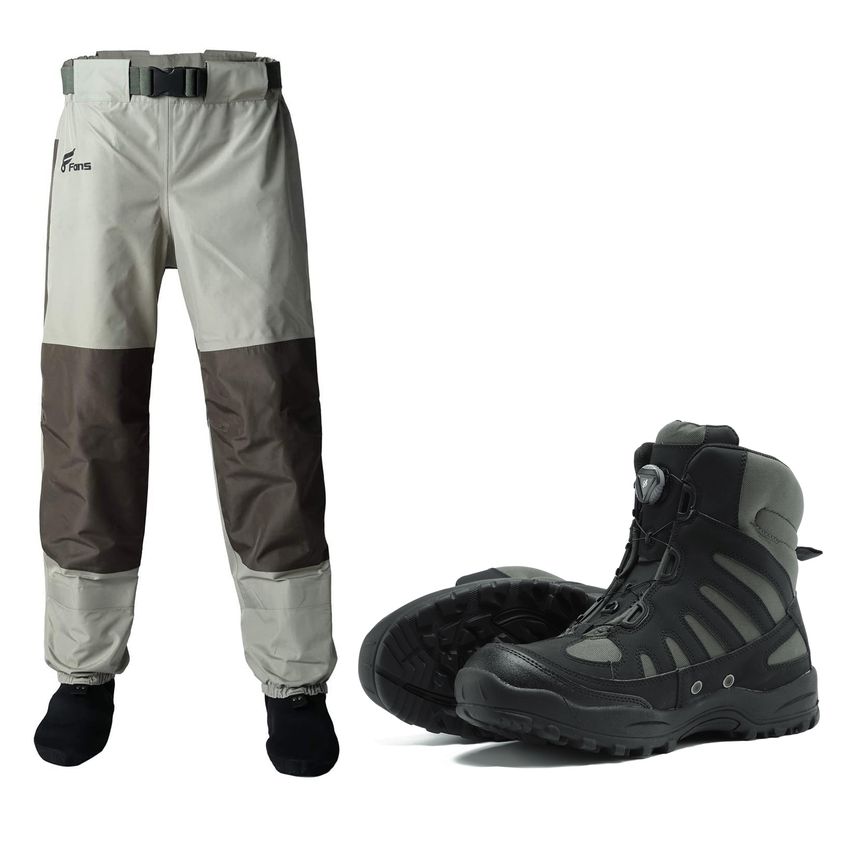Waders Pantalon De Pêche Nylon PVC - Bottes Cuissardes Étanches Avec Semelles Antidérapantes