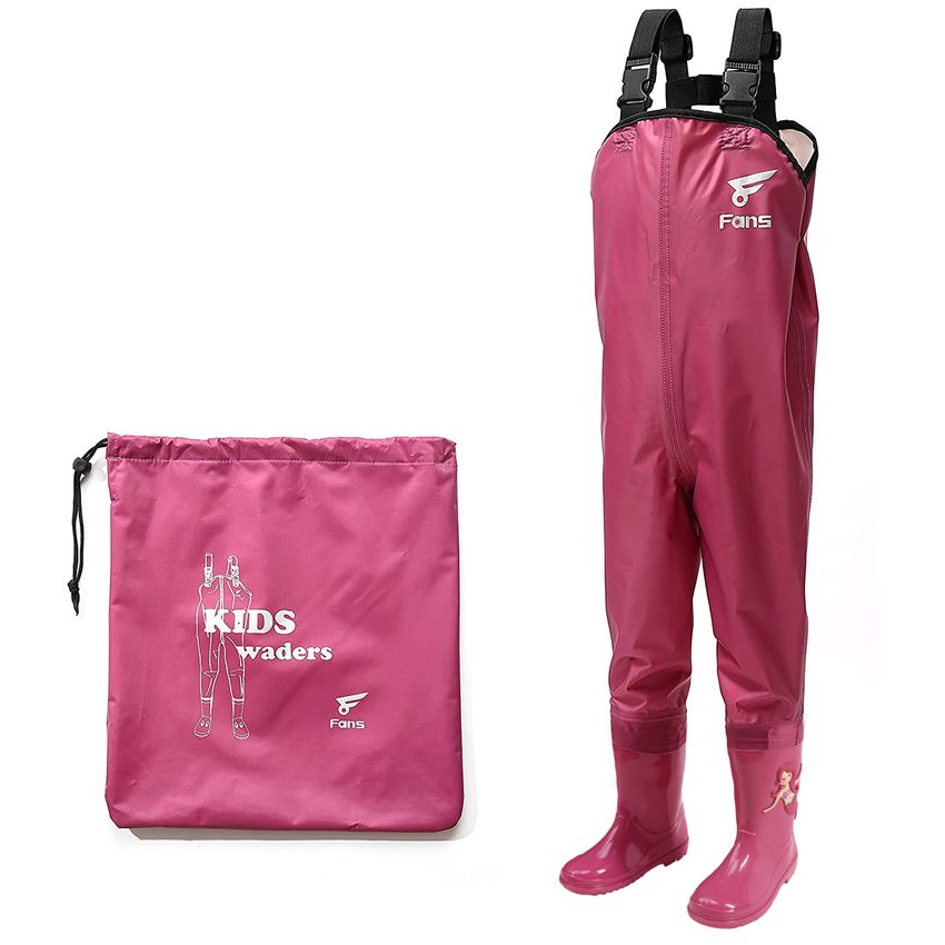 Kids Chest Waders Waterproof PVC Youth Waders with Boots